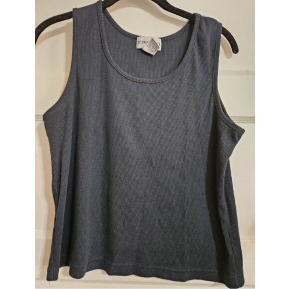 * TOWER HILL Black Ribbed Layering Tank Ladies Large - Picture 1 of 3